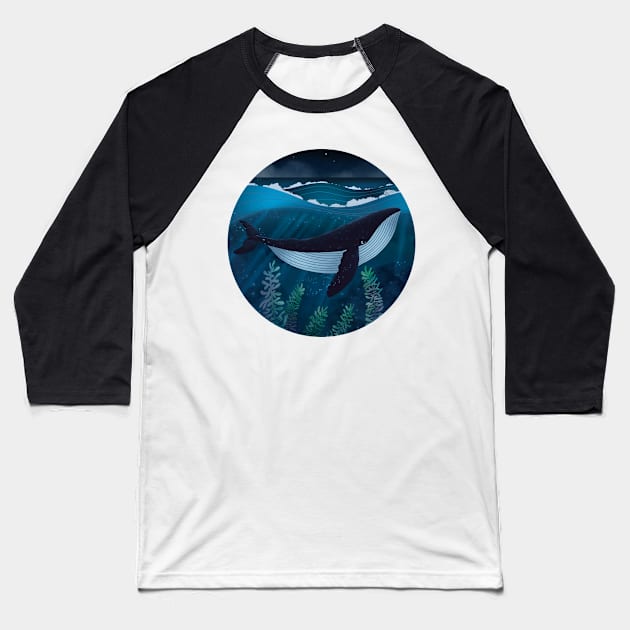Last Whale Round Baseball T-Shirt by LullabyBones